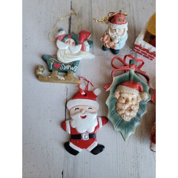 Santa Claus I heart snow mistletoe Mrs Claus teddy bear ornament Xmas set - Picture 2 of 9